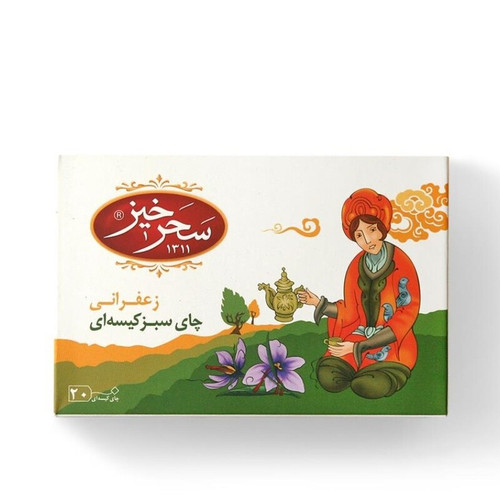 چای سبز کیسه ای زعفرانی سحر خیز