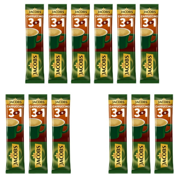 ساشه کافی میکس 3 در 1 CAPPUCCINO جاکوبز  بسته 12 عددی